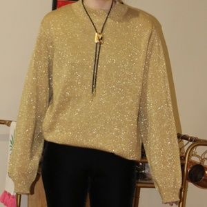 Gold Sparkly Mock Neck Sweater